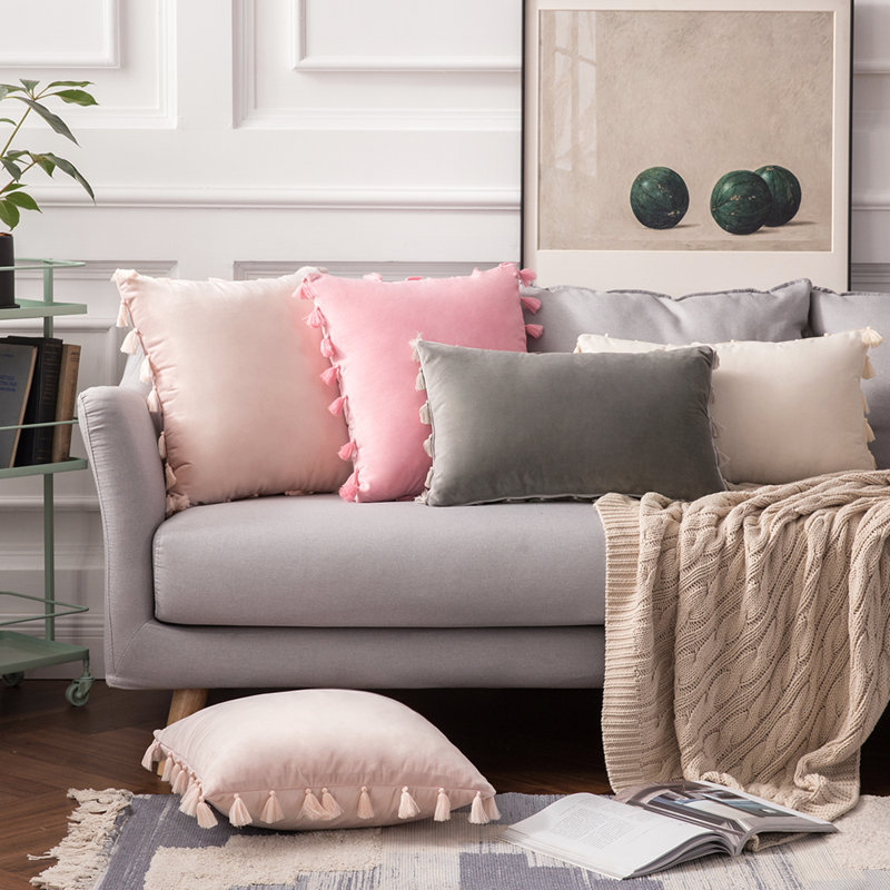 WARISI Tassels Velvet Throw Pillow & Reviews Wayfair